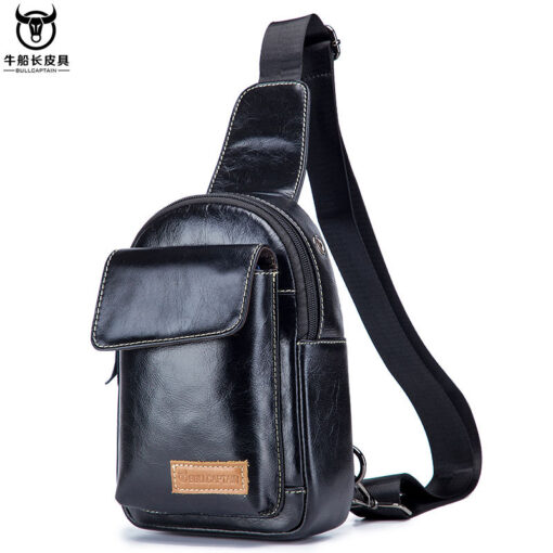 Bull Captain Genuine Leather Men Sling Chest Bag Crossbody Bags - Image 3