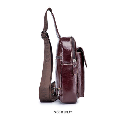 Bull Captain Genuine Leather Men Sling Chest Bag Crossbody Bags - Image 4