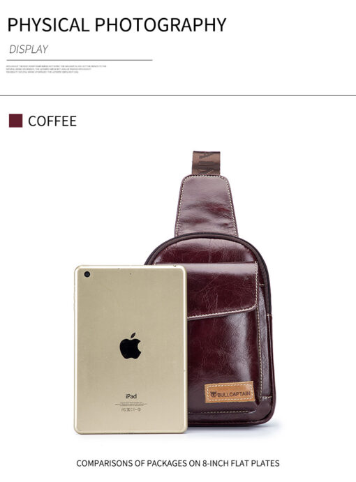Bull Captain Genuine Leather Men Sling Chest Bag Crossbody Bags - Image 9
