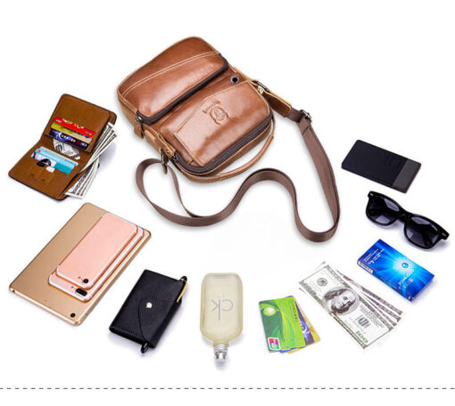 Men Casual Leather Single Shoulder Bag Crossbody Bag Sling Bag - Image 5