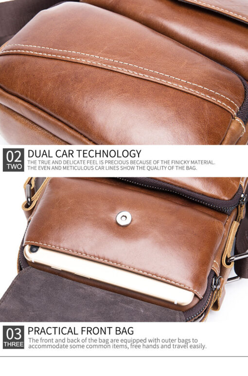 Men Casual Leather Single Shoulder Bag Crossbody Bag Sling Bag - Image 6