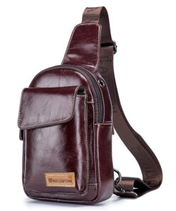 Bull Captain Genuine Leather Men Sling Chest Bag Crossbody Bags