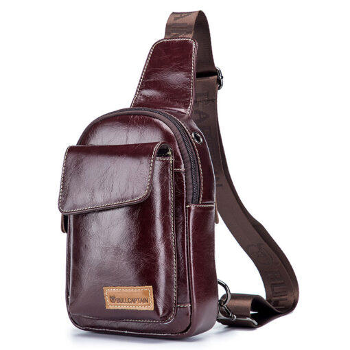 Bull Captain Genuine Leather Men Sling Chest Bag Crossbody Bags