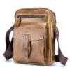 Bullcaptain Men Fashion Phone Bag Genuine Leather Solid Crossbody Bag Outdoor Daily Bag