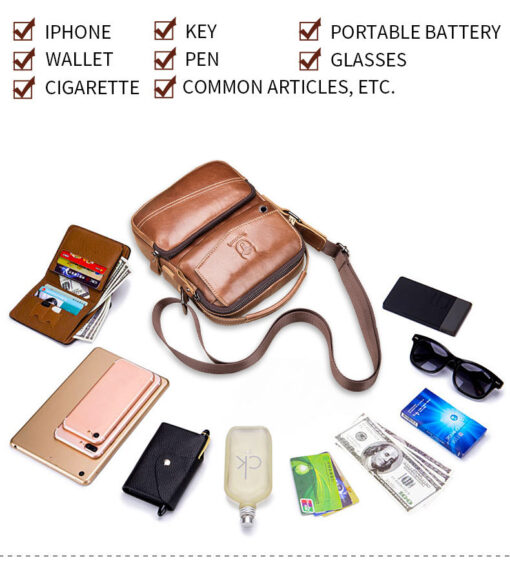 Men Casual Leather Single Shoulder Bag Crossbody Bag Sling Bag - Image 12
