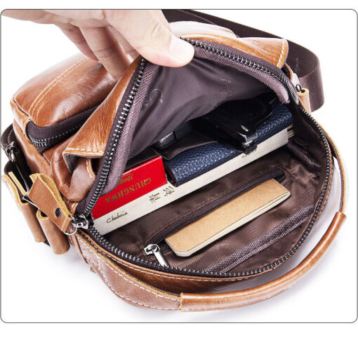 Men Casual Leather Single Shoulder Bag Crossbody Bag Sling Bag - Image 13