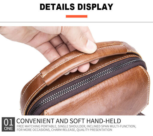 Men Casual Leather Single Shoulder Bag Crossbody Bag Sling Bag - Image 15