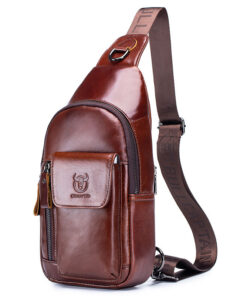 Bull Captain Leather Men Crossbody Shoulder Bags Chest Bag Backpack