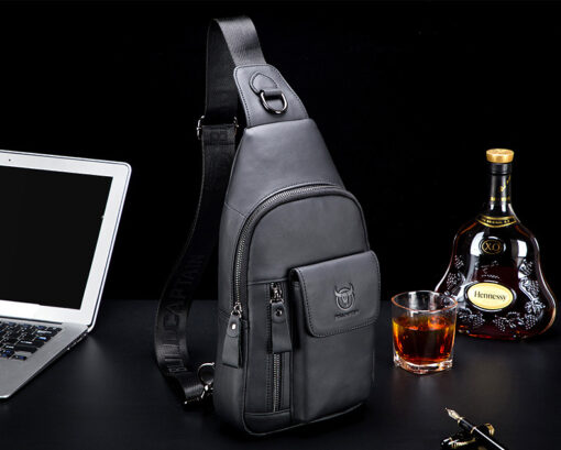 Bull Captain Leather Men Crossbody Shoulder Bags Chest Bag Backpack - Image 3