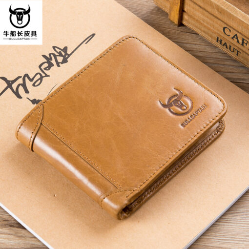 Bullcaptain Men Retro Minimalist Fashion Cowhide 12 Card Slots No Zipper Wallet - Image 2