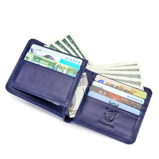 Bullcaptain Men Retro Minimalist Fashion Cowhide 12 Card Slots No Zipper Wallet - Image 20