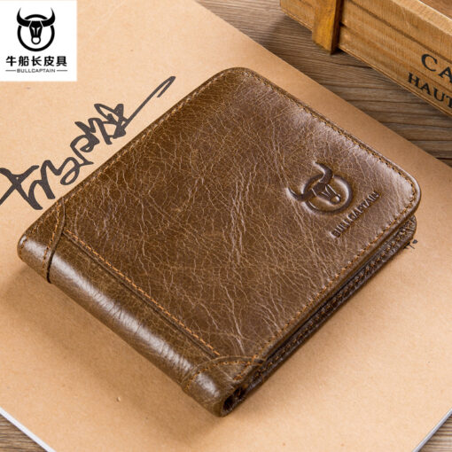 Bullcaptain Men Retro Minimalist Fashion Cowhide 12 Card Slots No Zipper Wallet - Image 5