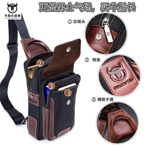 BULL CAPTAIN Genuine Leather Sling Bag Men crossbody Chest Bags - Image 4