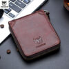 Bullcaptain Men Retro Minimalist Fashion Cowhide 12 Card Slots Short Zipper Wallet - Image 11
