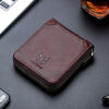 Bullcaptain Men Retro Minimalist Fashion Cowhide 12 Card Slots Short Zipper Wallet - Image 9