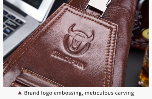 Bull Captain Leather Men Sling Shoulder Crossbody Bags Backpack - Image 7