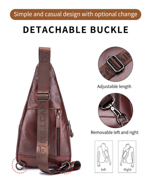 Bull Captain Leather Men Sling Shoulder Crossbody Bags Backpack - Image 8