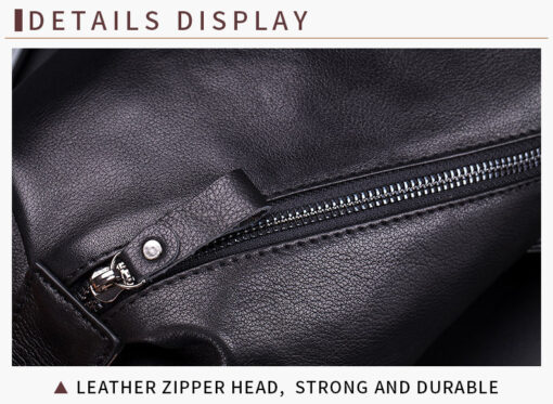 Bullcaptain Men Chest Bag Genuine Leather Sling Bag Solid Crossbody Bag - Image 8