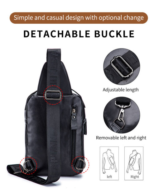 BULL CAPTAIN Genuine Leather Sling Bag Men crossbody Chest Bags XB120 - Image 2