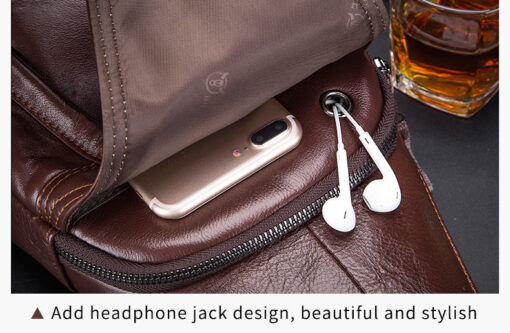 Bull Captain Leather Men Sling Shoulder Crossbody Bags Backpack - Image 9