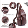 Bull Captain Leather Men Sling Shoulder Crossbody Bags Backpack - Image 10
