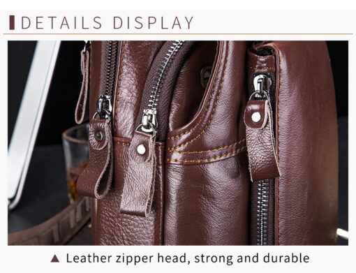 Bull Captain Leather Men Sling Shoulder Crossbody Bags Backpack - Image 12