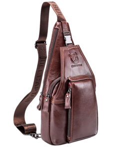 Bull Captain Leather Men Sling Shoulder Crossbody Bags Backpack
