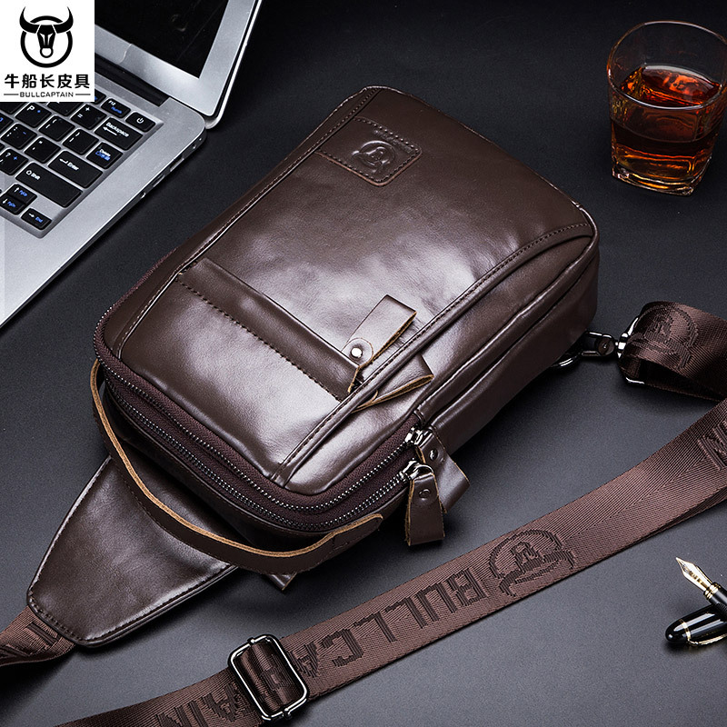 BULL CAPTAIN Genuine Leather Sling Bag Men crossbody Chest Bags XB120 ...