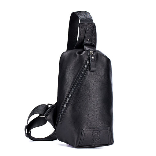 Bullcaptain Men Chest Bag Genuine Leather Sling Bag Solid Crossbody Bag