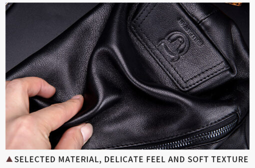 Bullcaptain Men Chest Bag Genuine Leather Sling Bag Solid Crossbody Bag - Image 11