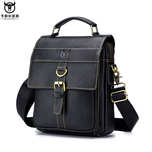 BULL CAPTAIN Men Genuine Leather Shoulder Bag Travel Messenger Bags Handbag Briefcase - Image 2