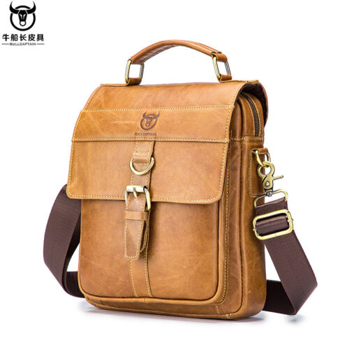 BULL CAPTAIN Men Genuine Leather Shoulder Bag Travel Messenger Bags Handbag Briefcase - Image 3