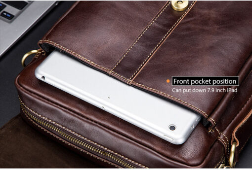 BULL CAPTAIN Men Genuine Leather Shoulder Bag Travel Messenger Bags Handbag Briefcase - Image 6