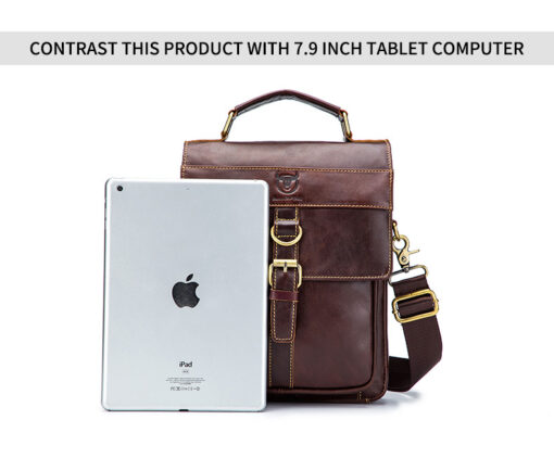 BULL CAPTAIN Men Genuine Leather Shoulder Bag Travel Messenger Bags Handbag Briefcase - Image 7