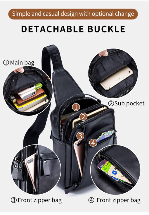 BULL CAPTAIN Genuine Leather Sling Bag Men crossbody Chest Bags XB120 - Image 11