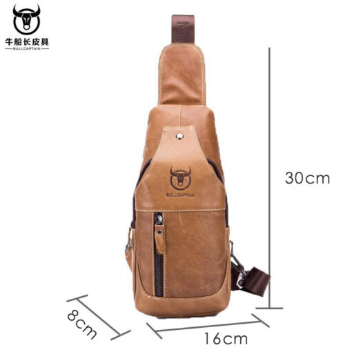 Bull Captain Crossbody Bag Genuine Leather Men Sling Chest Bags - Image 6