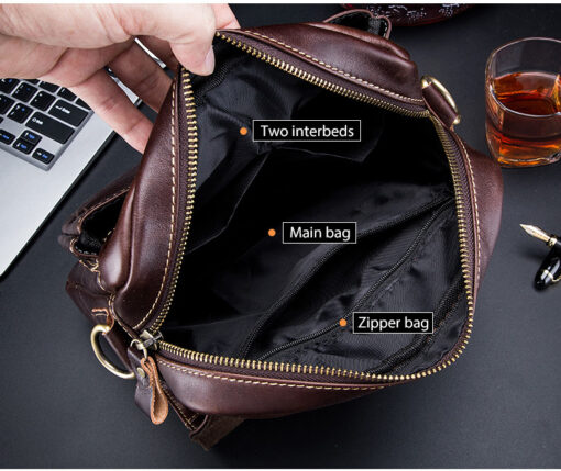 BULL CAPTAIN Men Genuine Leather Shoulder Bag Travel Messenger Bags Handbag Briefcase - Image 9