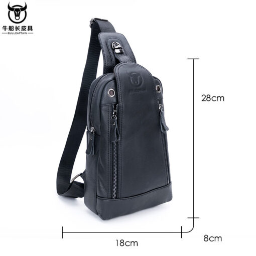 Bull Captain Men Genuine Leather Sling Chest Bag Daypacks - Image 13
