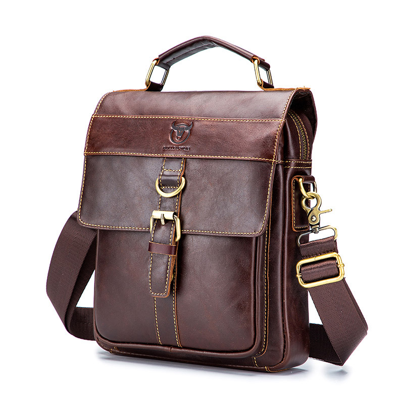 BULL CAPTAIN Men Genuine Leather Shoulder Bag Travel Messenger Bags ...