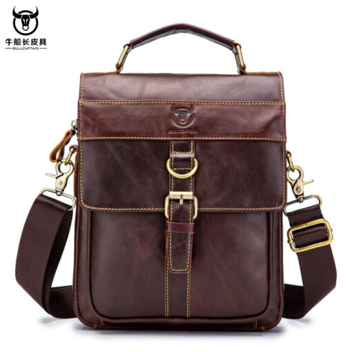 BULL CAPTAIN Men Genuine Leather Shoulder Bag Travel Messenger Bags Handbag Briefcase - Image 5