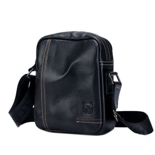 Genuine Leather Men Small Shoulder Messenger Bag Zipper Bull Captain - Image 10