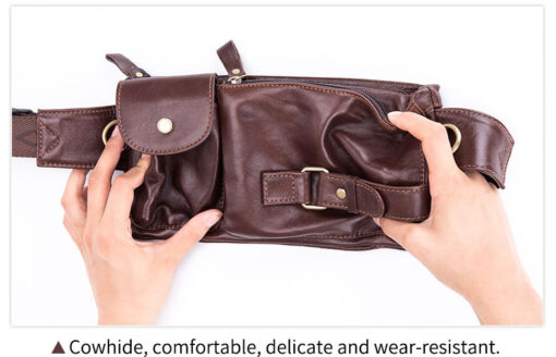 Bull Captain Leather Men's Chest Shoulder Belt Phone Bags back pack - Image 3