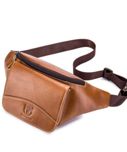 Bull Captain Leather Waist Bag Travel Sports Running Fitness pockets