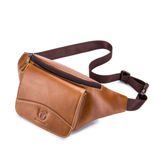 Bull Captain Leather Waist Bag Travel Sports Running Fitness pockets