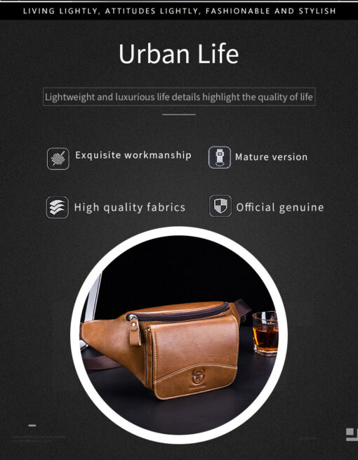 Bull Captain Leather Waist Bag Travel Sports Running Fitness pockets - Image 5