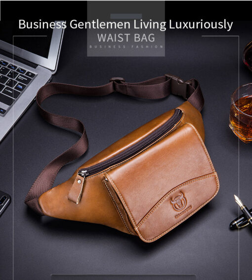 Bull Captain Leather Waist Bag Travel Sports Running Fitness pockets - Image 7