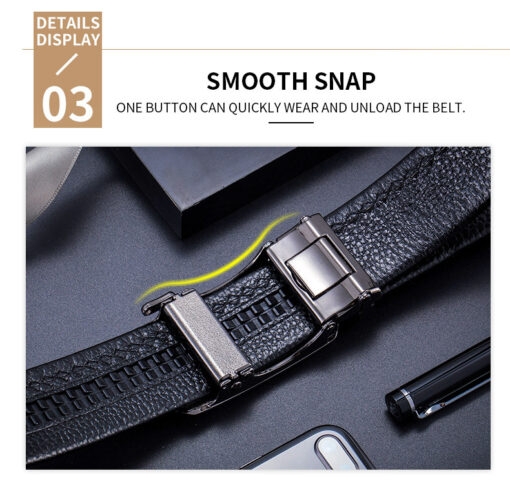 BULLCAPTAIN Bright Surface Belt for Men Genuine Leather Belt with Automatic Buckle - Image 10