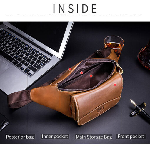 Bull Captain Leather Waist Bag Travel Sports Running Fitness pockets - Image 9