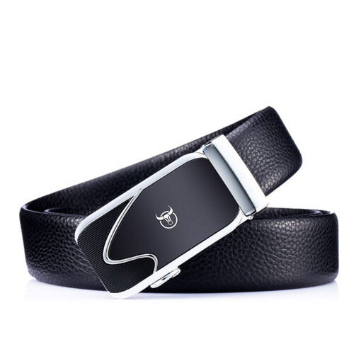 BULLCAPTAIN Bright Surface Belt for Men Genuine Leather Belt with Automatic Buckle - Image 2