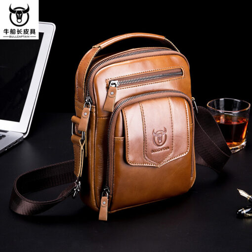 BULLCAPTAIN Genuine Leather Messenger Bag Small Crossbody Bag Handbag - Image 19
